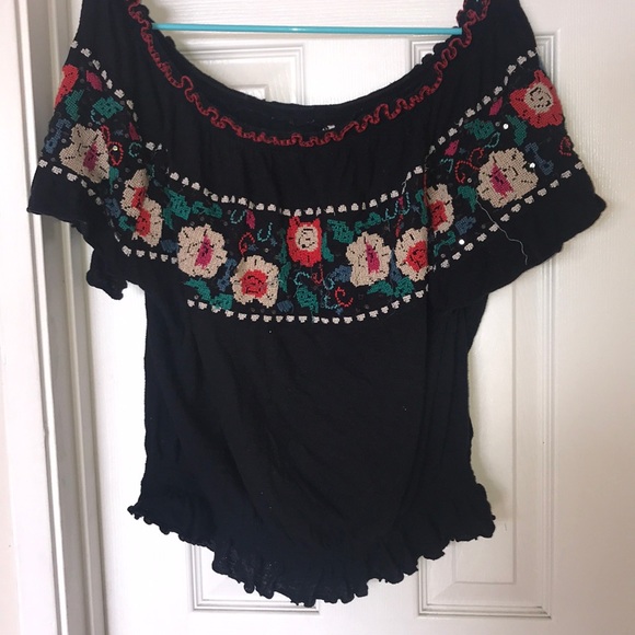 FP off the shoulder embroidery top - Picture 1 of 3
